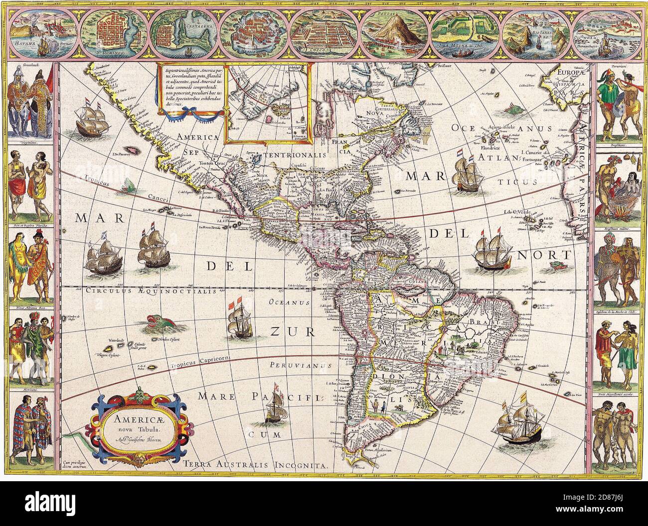 Antike Landkarten der Welt Amerika Willem Blaeu c 1650 Stockfoto