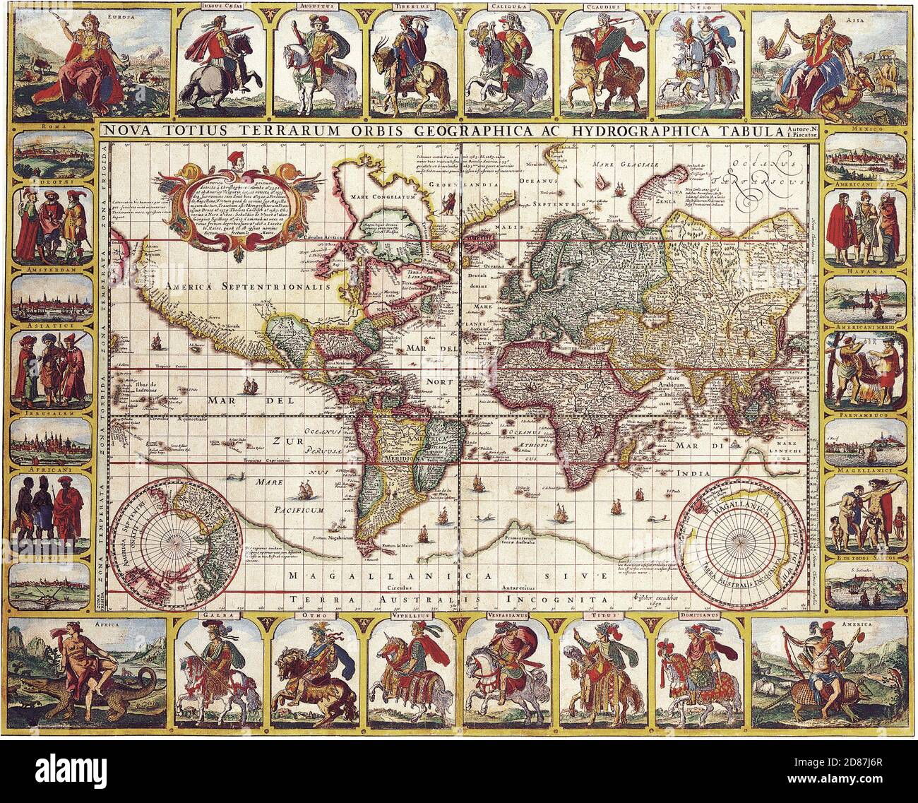 Nova Totius Terrarum Orbis Geographica Ac Hydrographica Tabula. Antike Landkarten der Welt. Nicolas Visscher c 1652 Stockfoto Nova Totius Terrarum Orbis Geographica Ac Hydrographica Tabula. Antike Landkarten der Welt. Nicolas Visscher c 1652 Stockfoto