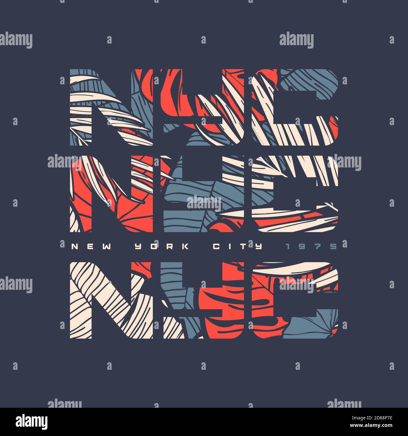 New York City. Bunte Blumen Vektor T-Shirt-Design, Poster, Druck, Label Stock Vektor
