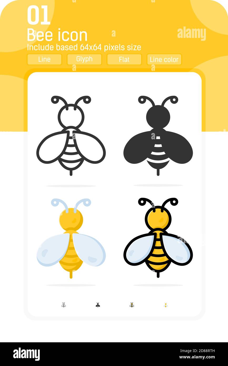 Biene Symbol mit mehreren Stil isoliert auf weißem Hintergrund. Vektor, Zeichen und Symbol Symbol für Grafik-Design, Web-Design, ui, ux, Präsentation, Website Stock Vektor