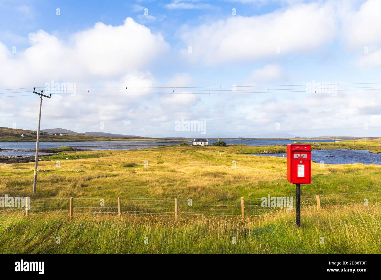 Ein isolierter Briefkasten auf South Uist, äußeren Hebriden, Schottland Stockfoto