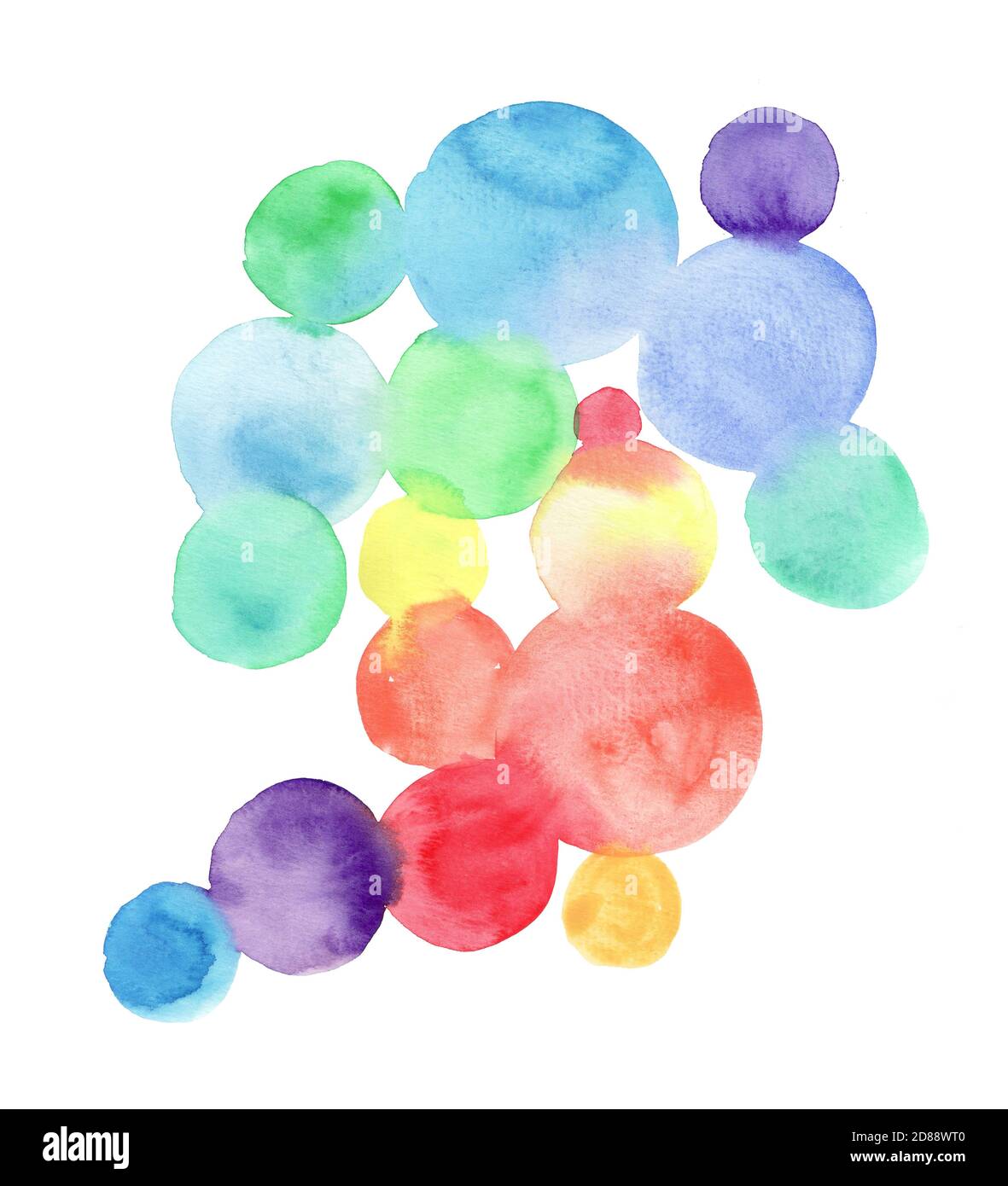 Aquarell Regenbogen Kreise. Aquarell abstrakter Hintergrund, handbemalte Textur, Aquarellflecken. Design für Hintergründe, Tapeten, Abdeckungen und pa Stockfoto