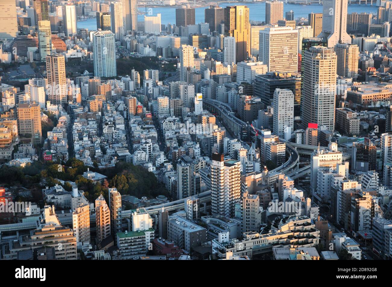 Ein abendliches Stadtbild von der Spitze des Roppongi Hills Tower. Stockfoto