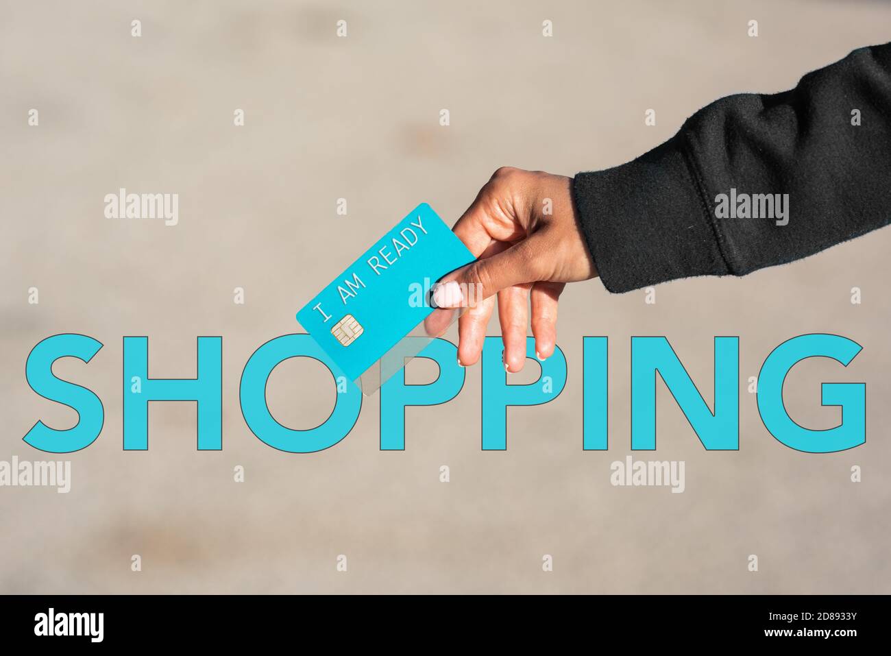 Shopaholic Geld ausgeben Shopping.Addicted zum Einkaufen oder oniomania.Taschengeld Stockfoto