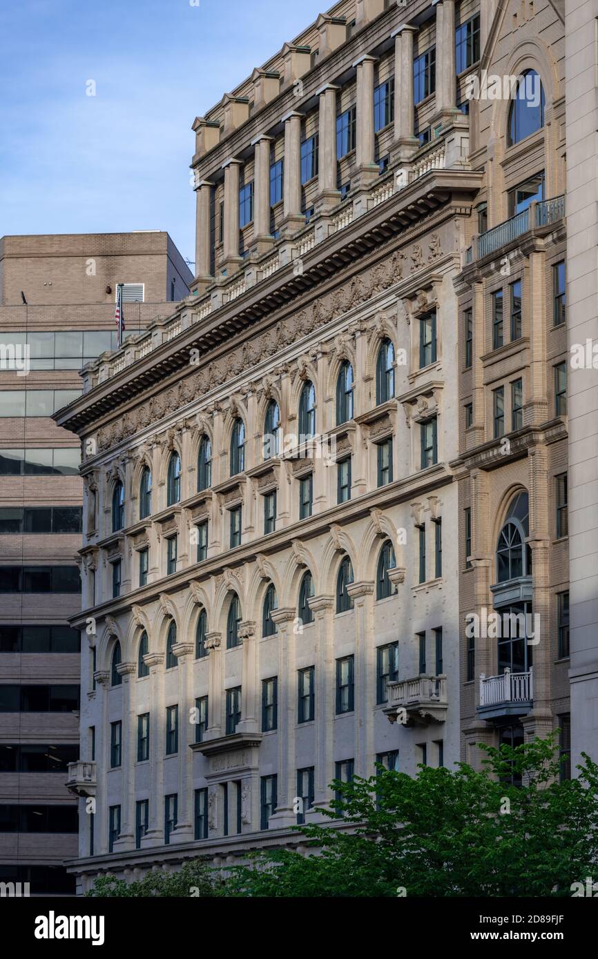 George S Cooper's, Beaux Arts, Bond Building bietet seit 1901 Büroflächen für Senatoren und Kongressabgeordnete in Washington DC. Stockfoto