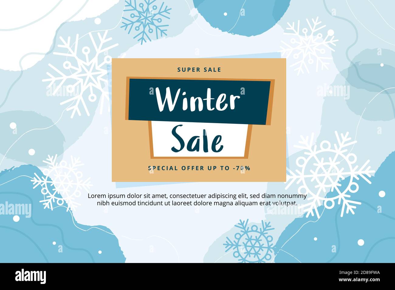 Winter Sale abstrakte moderne Banner-Vorlage mit Schneeflocken, Vektor-Illustration Stock Vektor