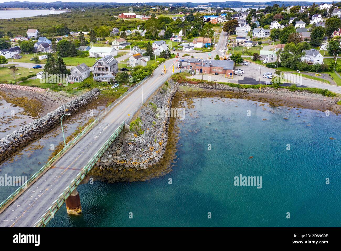 US Zoll und Grenzschutz, USA - Kanada Grenzübergang während COVID-19, Lubec, Maine, USA Stockfoto