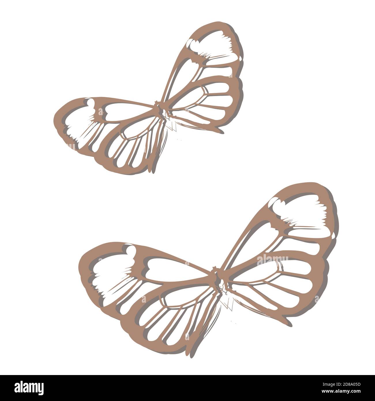 Zarte Silhouetten von Schmetterlingen auf dem Hintergrund der geometrischen Muster. Insekten Schmetterlinge. Stock Vektor