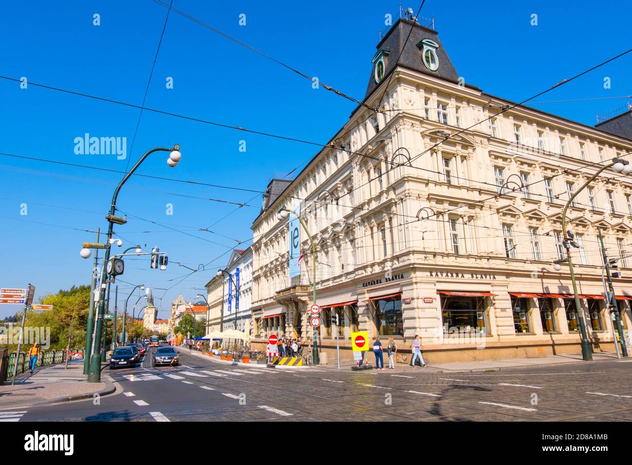 Smetanovo Flussufer Straße, Prag, Tschechische Republik Stockfoto