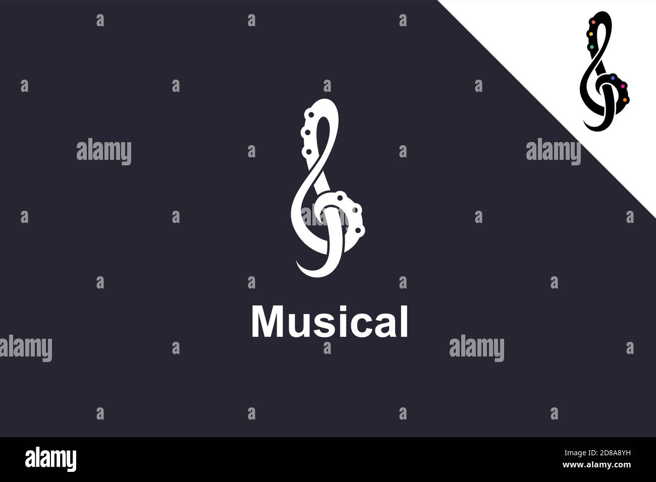 Musik-Logo, Creative Treble-Schlüssel-Symbol und Symbol. Stock Vektor