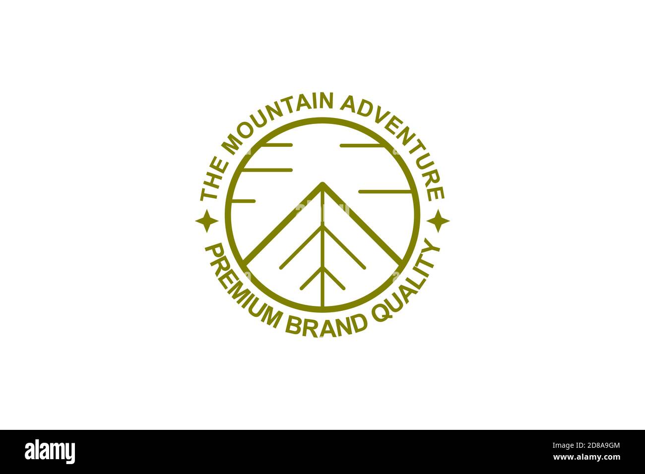 Lineart Vintage Mountain Logo, Abzeichen und Emblem. Stock Vektor