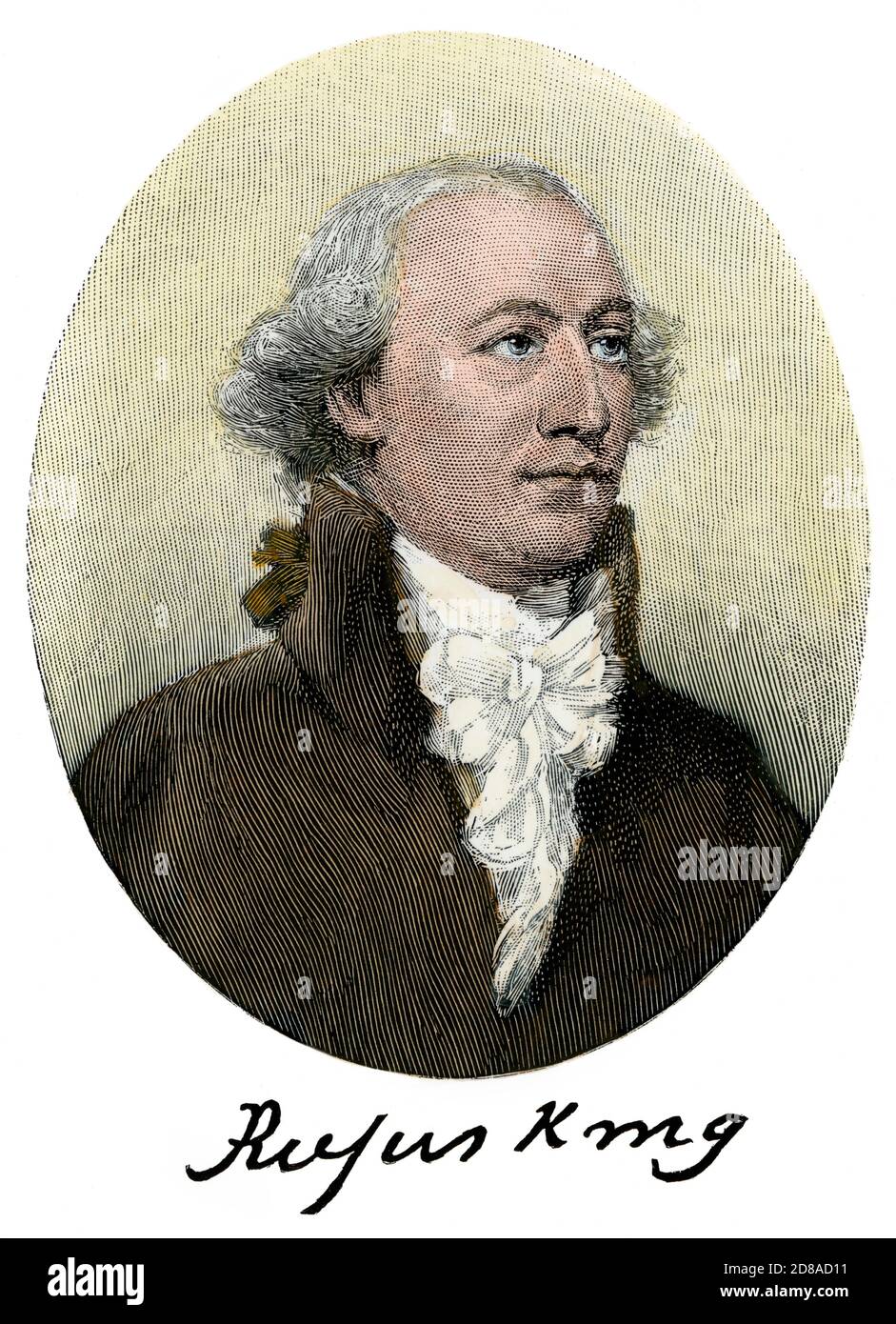 Rufus King, Präsidentschaftskandidat 1816. Handkolorierte Gravur Stockfoto