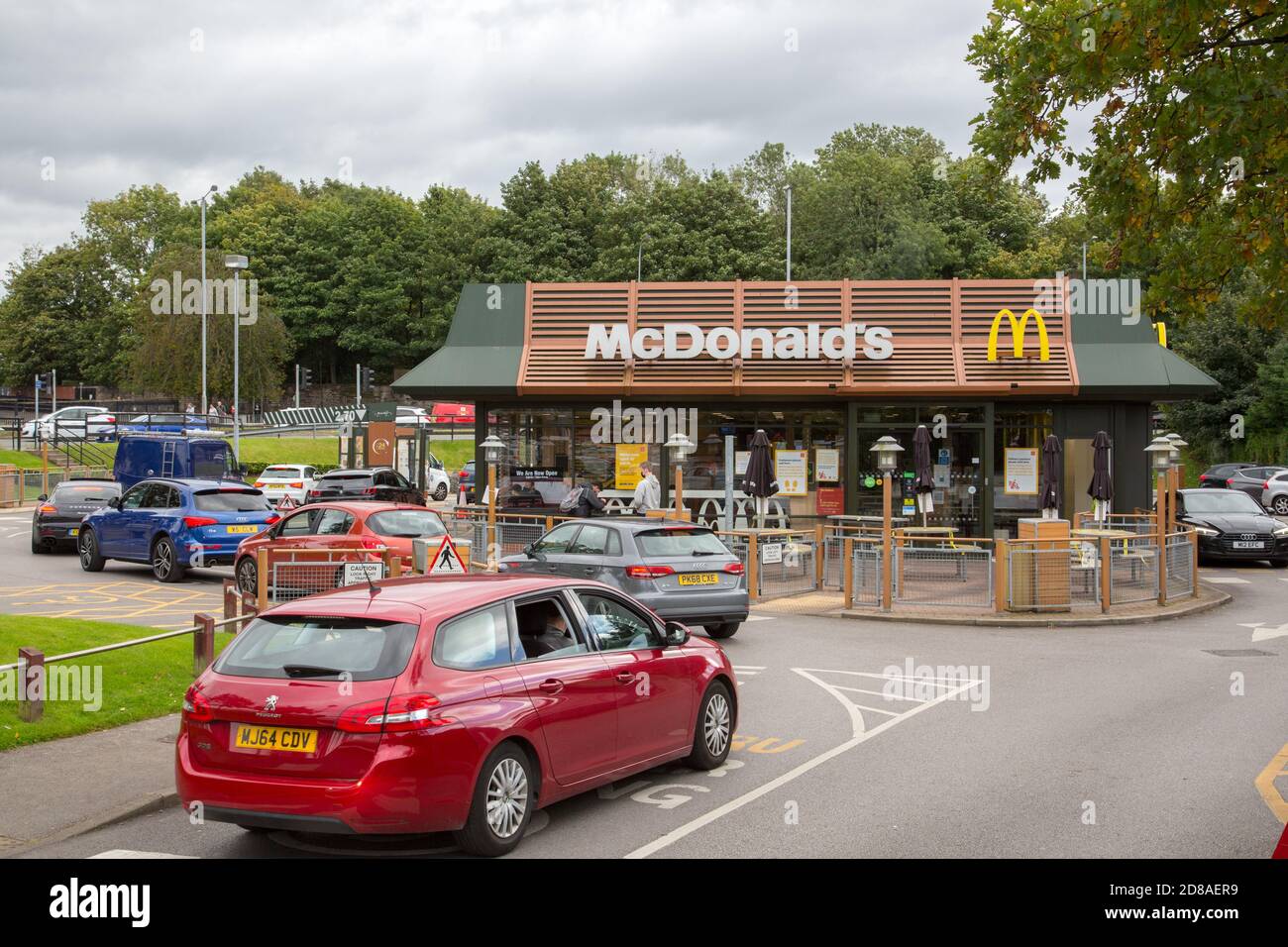 Schlange bei McDonalds, Bury, Lancashire Stockfoto