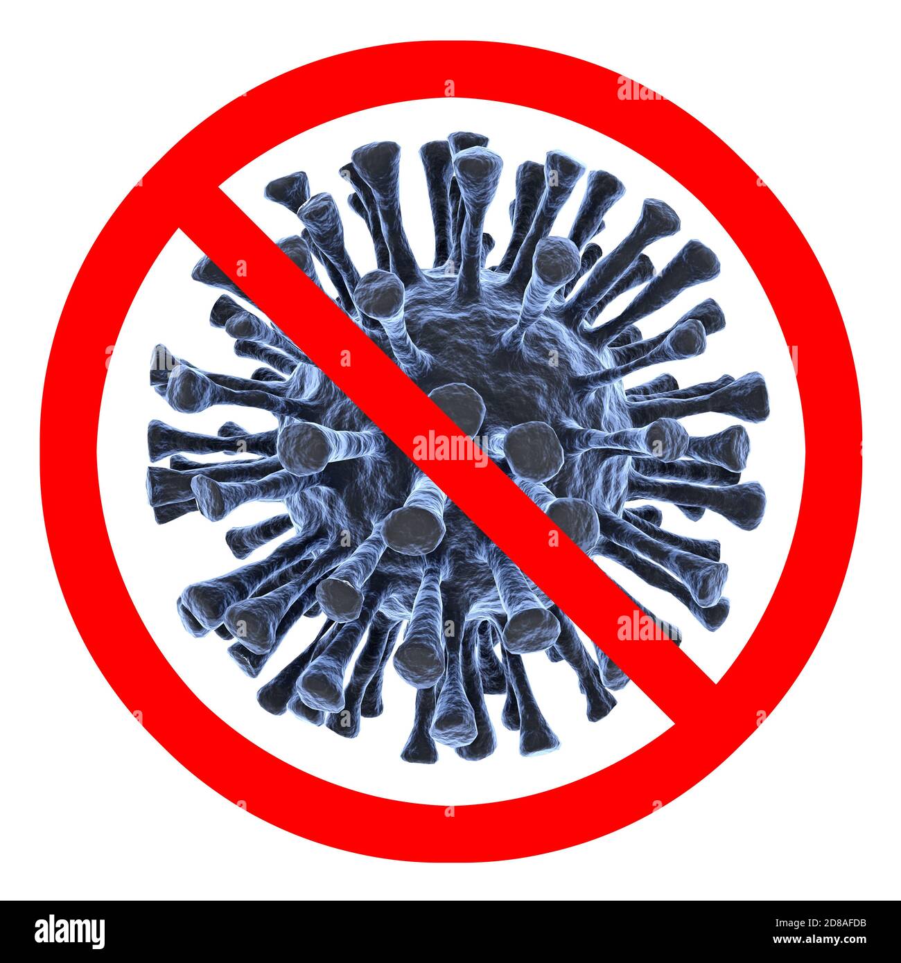 Virus Coronavirus covid-19 mit Stoppschild. 3d-Rendering Stockfoto