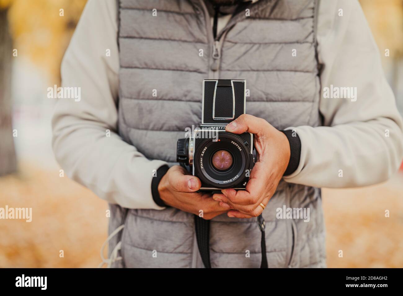 Fotografieren mit einer schönen alten Hasselblad Kamera Stockfoto
