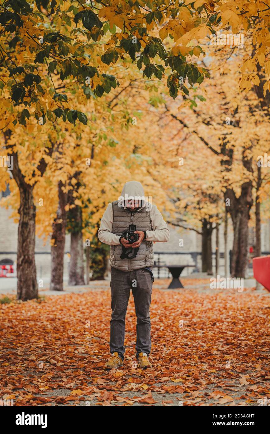 Fotografieren mit einer schönen alten Hasselblad Kamera Stockfoto