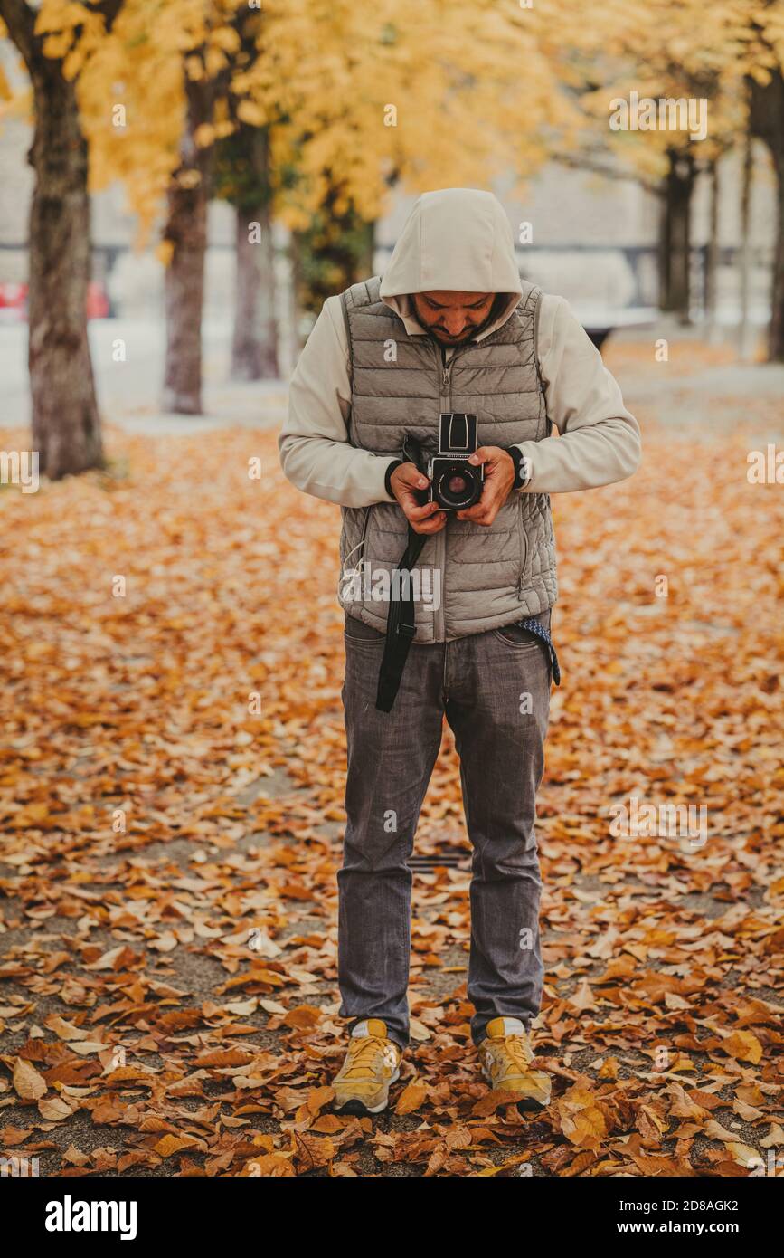 Fotografieren mit einer schönen alten Hasselblad Kamera Stockfoto