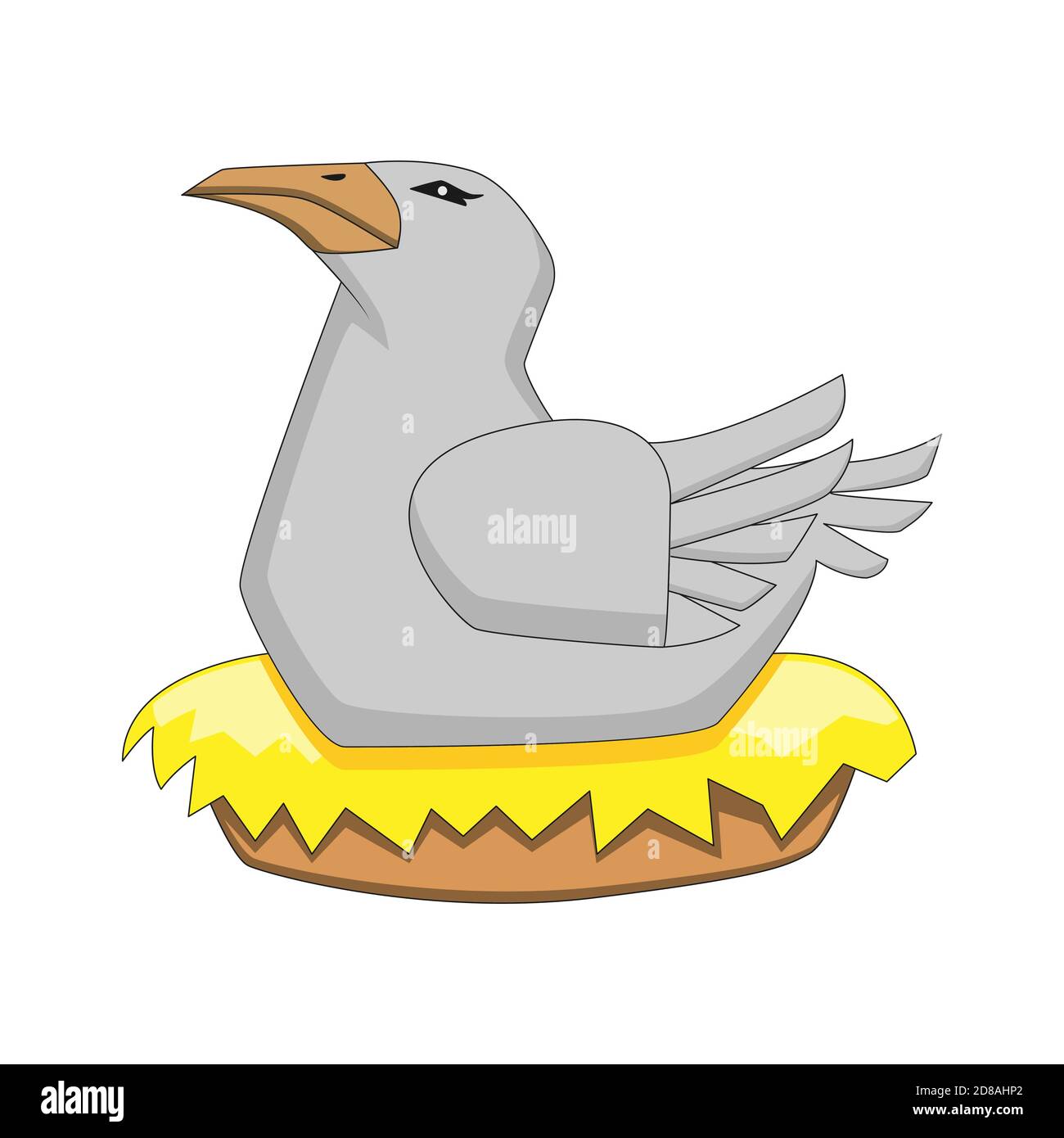 Cartoon-Krähe sitzt in einem Nest auf einem weißen isolierten Hintergrund. Vektorbild Stock Vektor