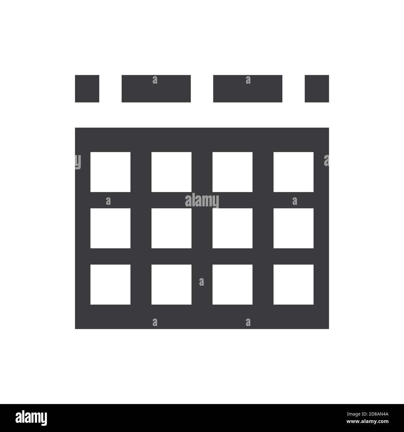 Kalender Zeichen trendy Vektor Symbol Vorlage. Schwarzes Design mit isolierten Kalendersymbole. Stock Vektor