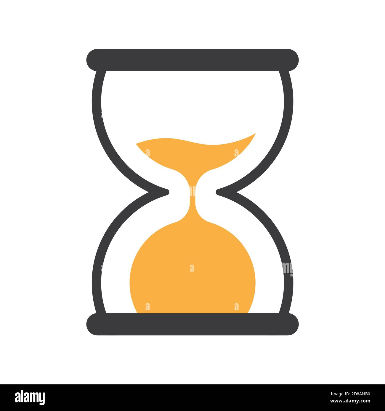 Vorlage für Hourglass-Zeichen-Vektor-Symbol. Sanduhr, Sanduhr, Sand of Time schwarz und orange isolierte Vektor-Icon-Design. Stock Vektor