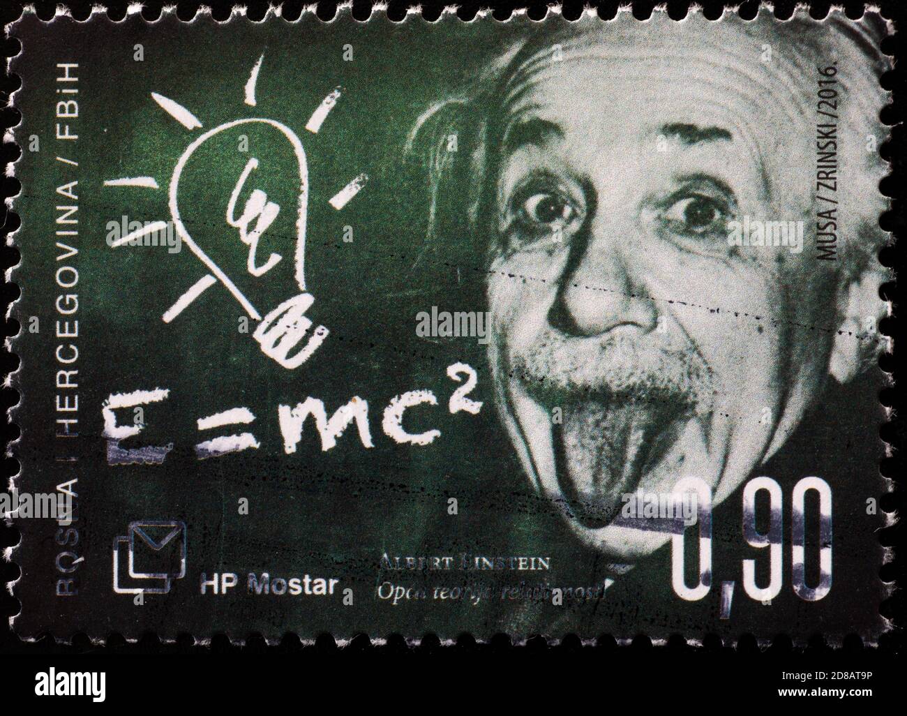 Berühmte Bild von Einstein zeigt die Zunge auf Briefmarke Stockfoto