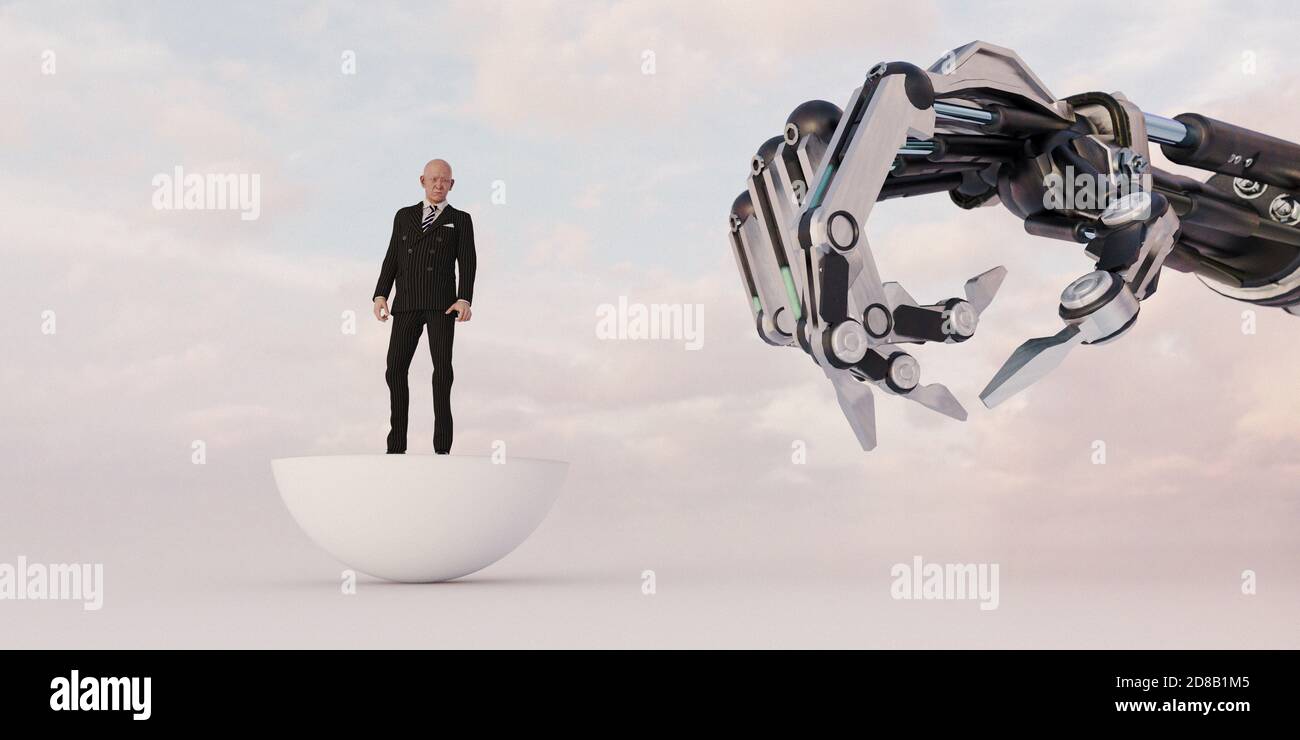 Aufstieg der Roboter: Menschliche Ängste um die Macht der künstlichen Intelligenz Stockfoto