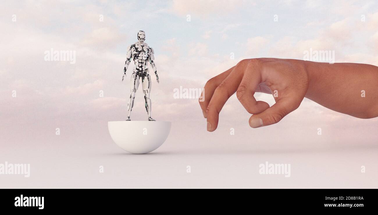 Aufstieg der Roboter: Menschliche Ängste um die Macht der künstlichen Intelligenz Stockfoto