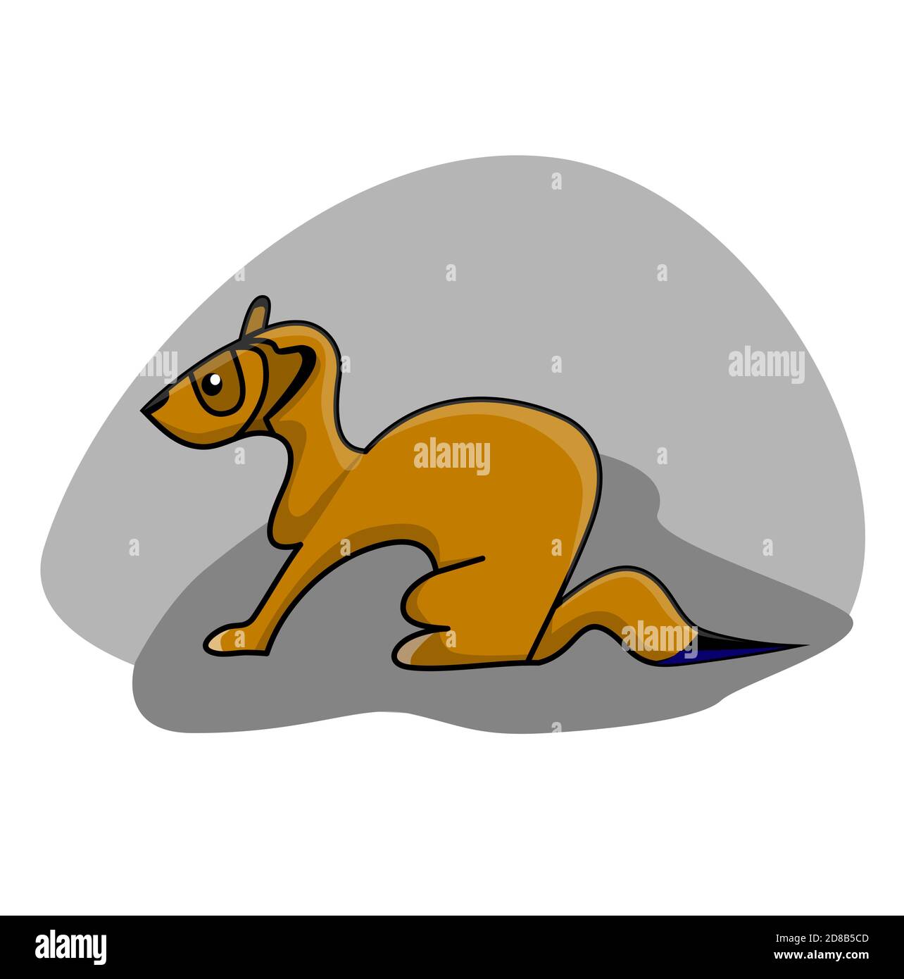 Rotes Frettchen auf grauem Hintergrund im Cartoon-Stil Stock Vektor