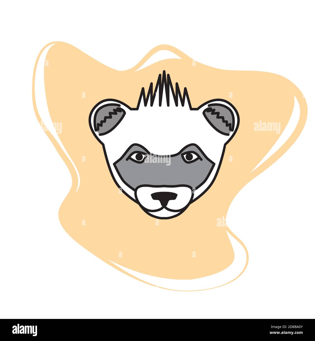 Waschbär Kopf. Tier flach Symbol auf beigem Hintergrund. Stock Vektor