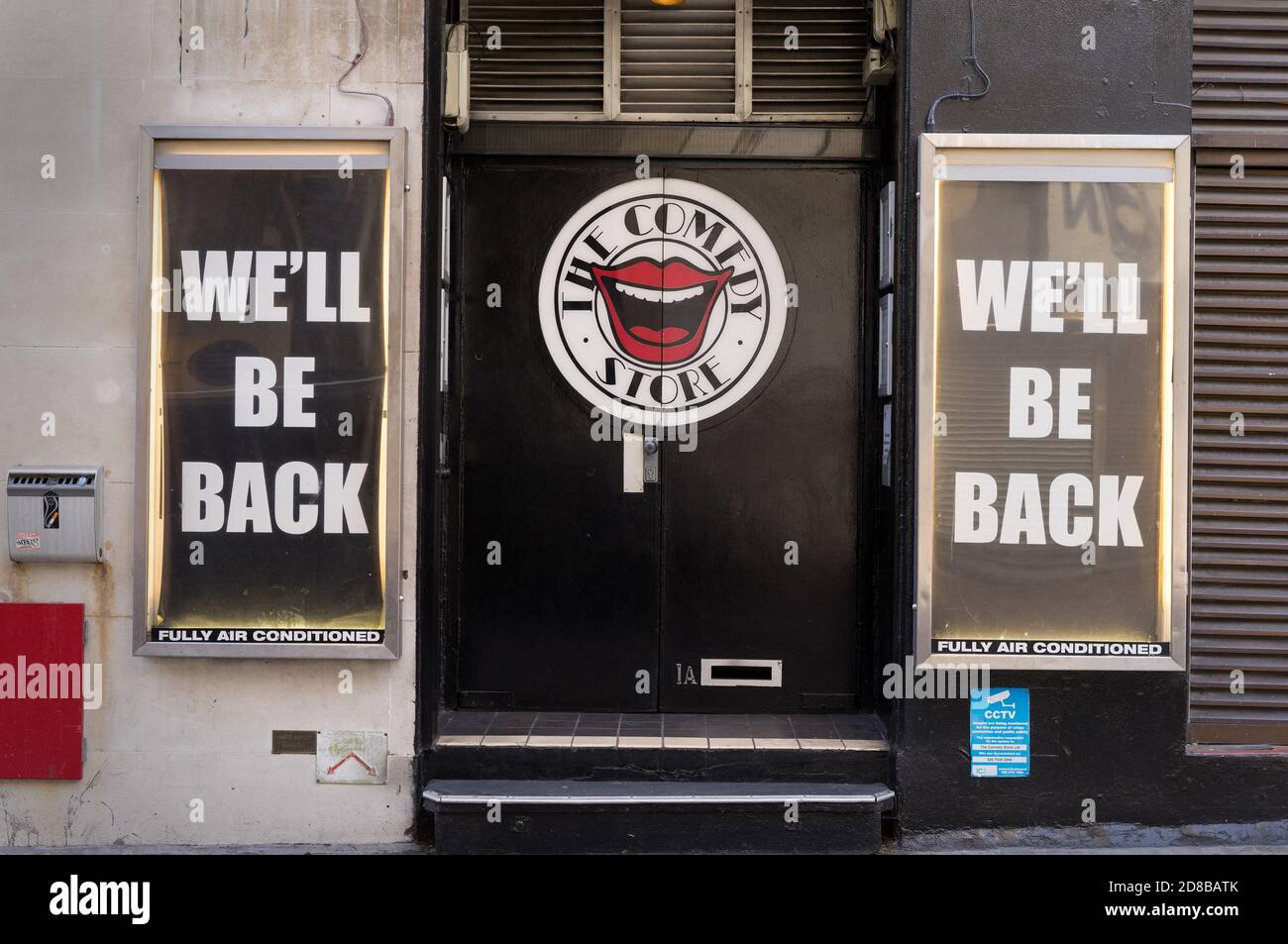 Das Neonschild des Comedy Store. London Stockfoto