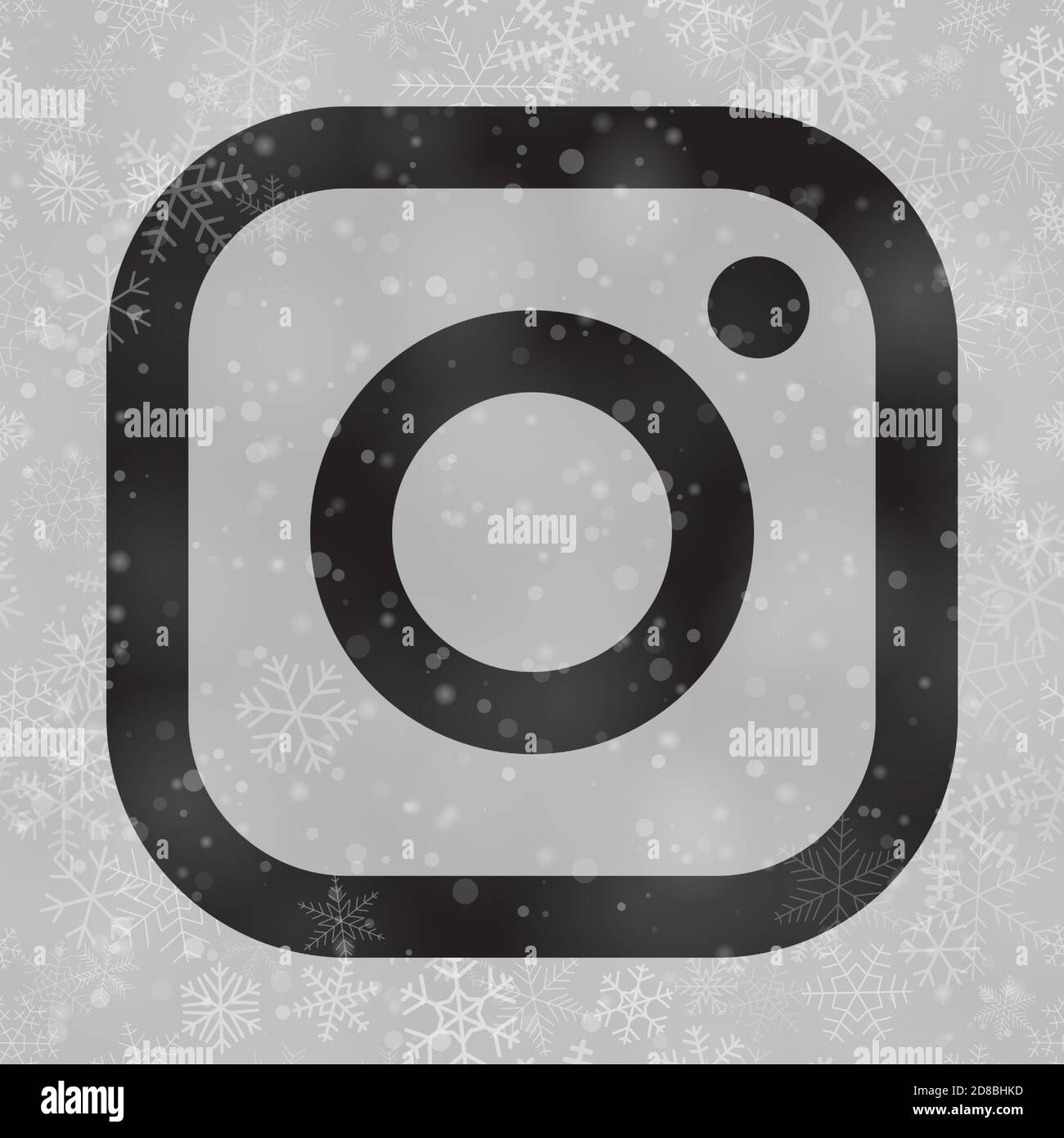 VORONEZH, RUSSLAND - 28. NOVEMBER 2020: Instagram Logo Quadrat Symbol auf Weihnachten Hintergrund Schneeflocken in grauen Farben Stock Vektor