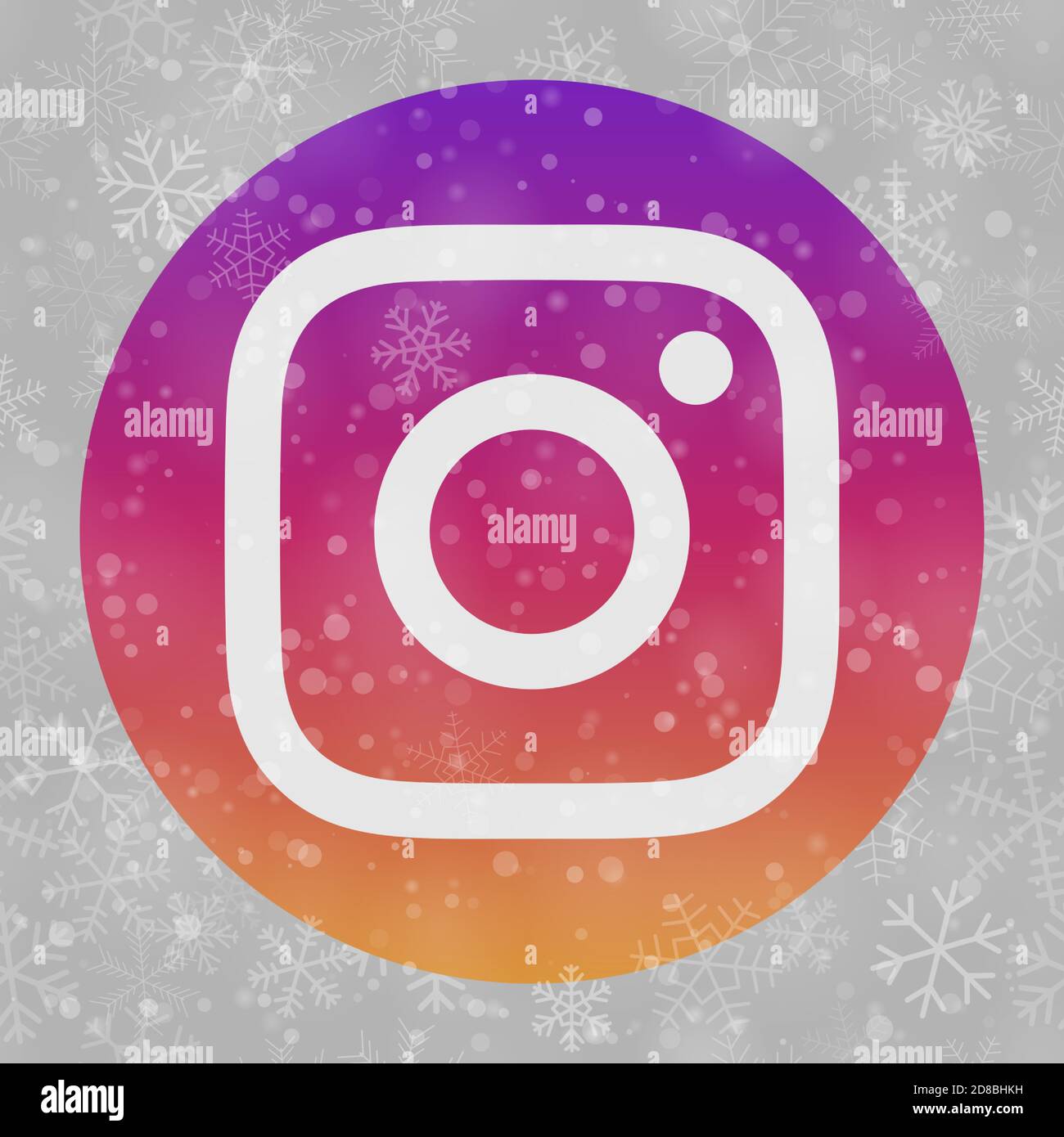 VORONEZH, RUSSLAND - 28. NOVEMBER 2020: Instagram Logo Quadrat Symbol auf Weihnachten Hintergrund Schneeflocken in grauen Farben Stock Vektor