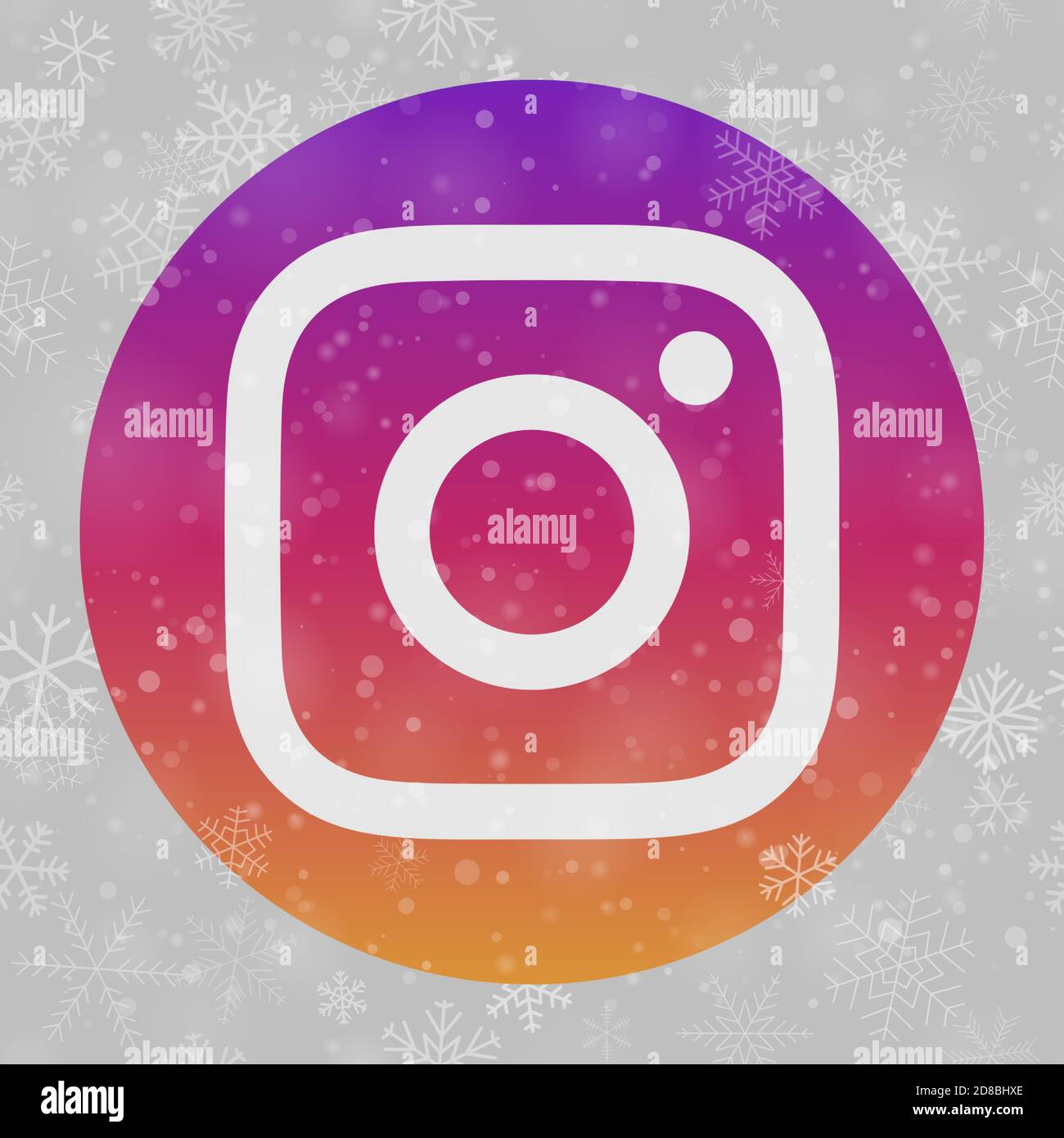 VORONEZH, RUSSLAND - 28. NOVEMBER 2020: Instagram Logo Quadrat Symbol auf Weihnachten Hintergrund Schneeflocken in grauen Farben Stock Vektor