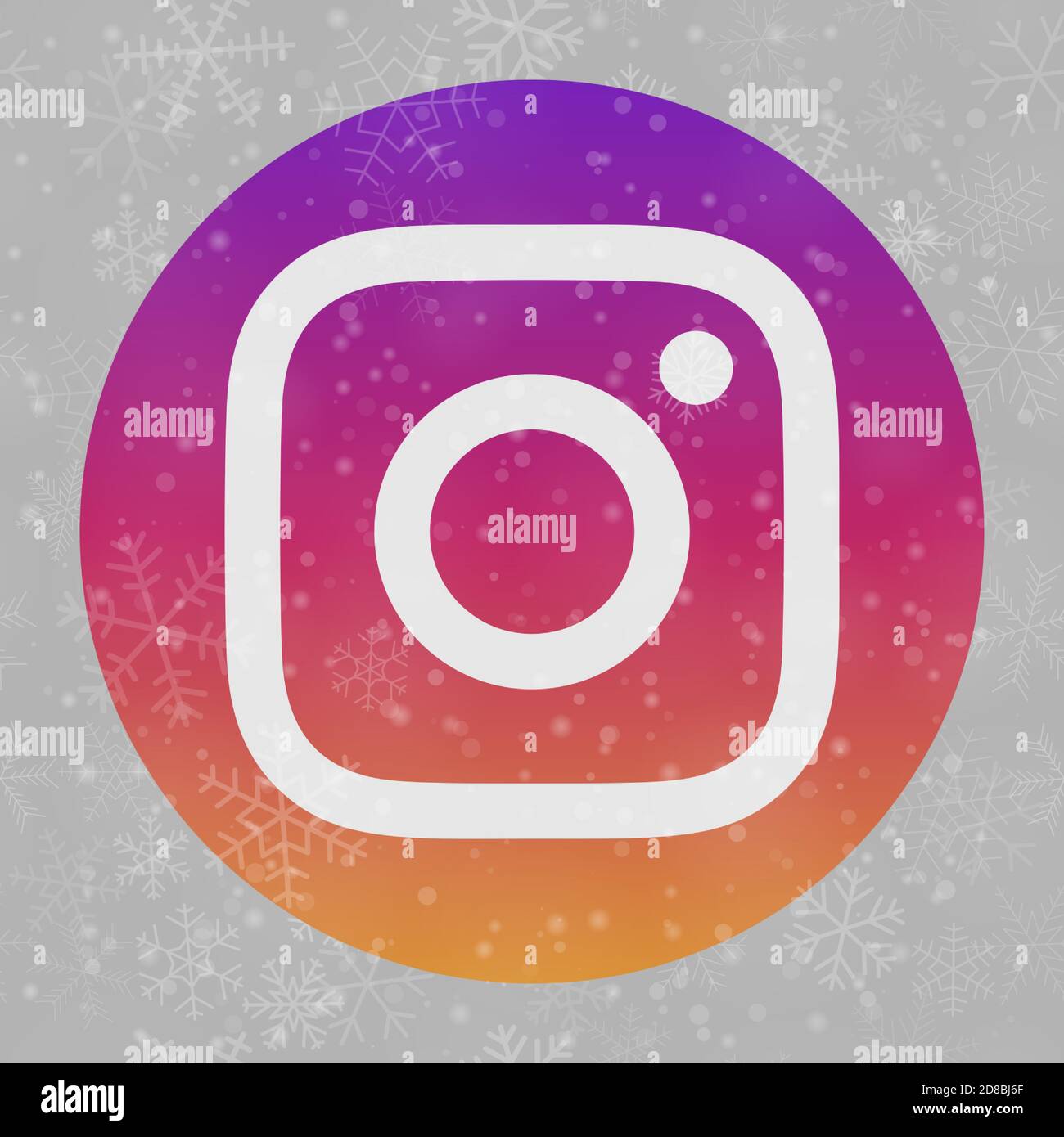 VORONEZH, RUSSLAND - 28. NOVEMBER 2020: Instagram Logo Quadrat Symbol auf Weihnachten Hintergrund Schneeflocken in grauen Farben Stock Vektor