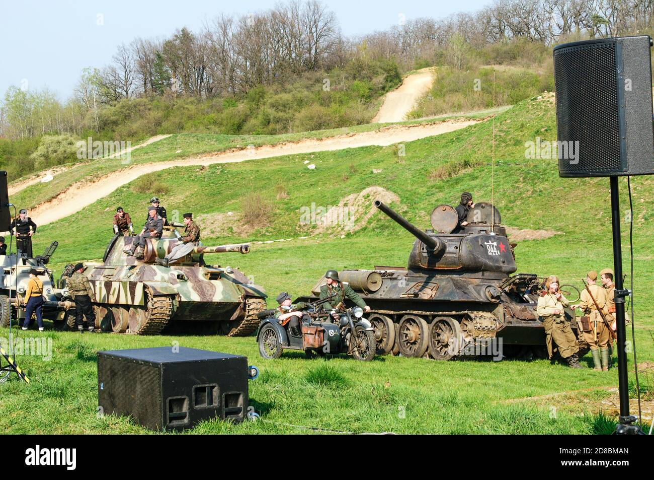 Glogow, Polen 7. April 2019 - Wiederaufbau der Schlacht von Der zweite Weltkrieg,Inszenierung des 74. Jahrestages der Kampf um Glogow von 1945 Stockfoto
