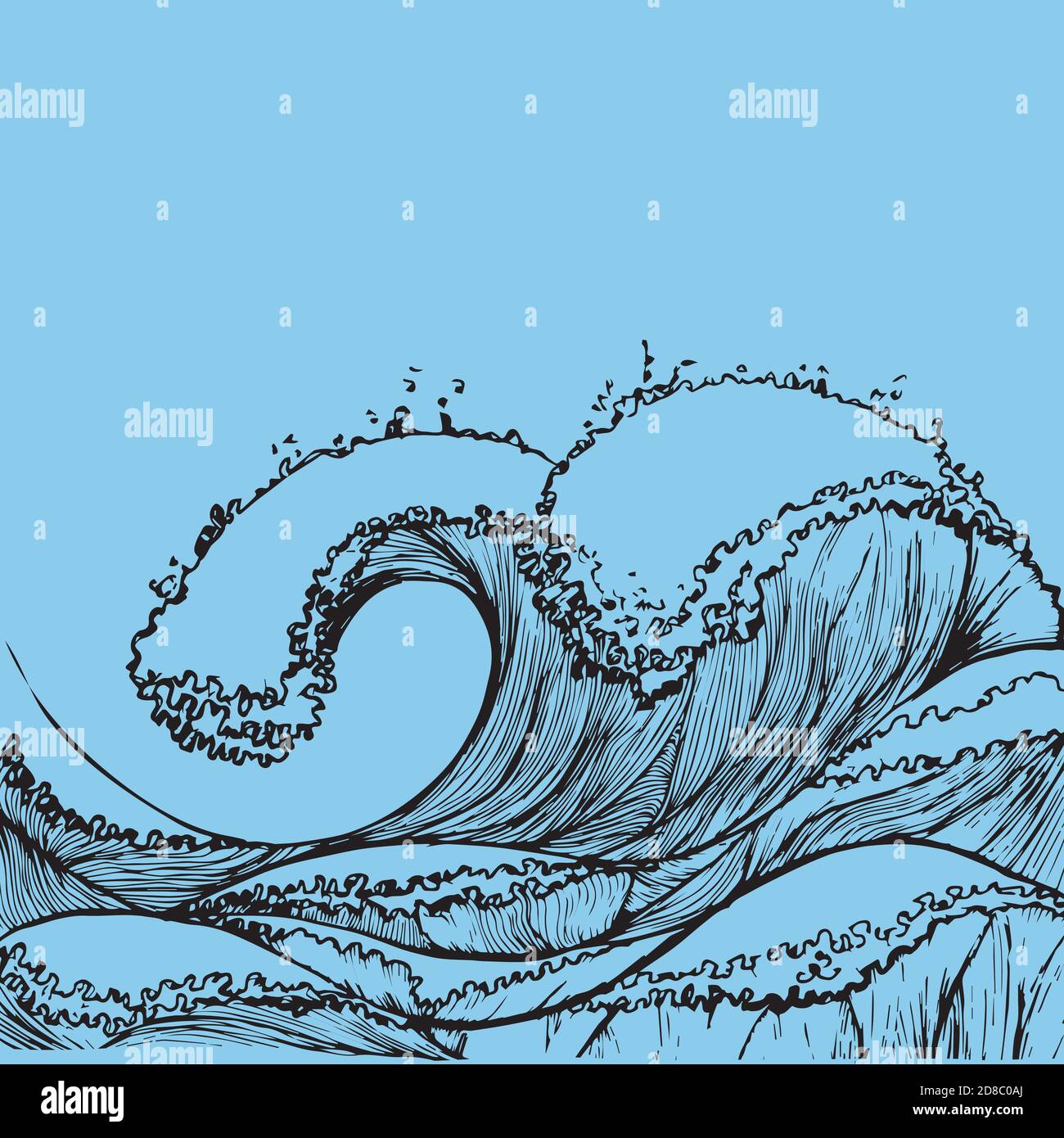 Tolle Welle im Vintage-Stil Retro-Prints auf blauem Hintergrund Stock Vektor