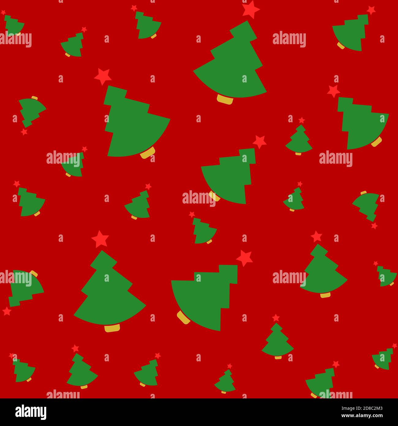 weihnachtliche nahtlose Muster mit minimalistischen niedlichen Hand gezeichnet Silvester Elemente in traditionellen festlichen rot-grünen Gold Farben. Endlose Illustration für die Verpackung Verpackung Geschenkkarten Geschenkschachteln Stock Vektor