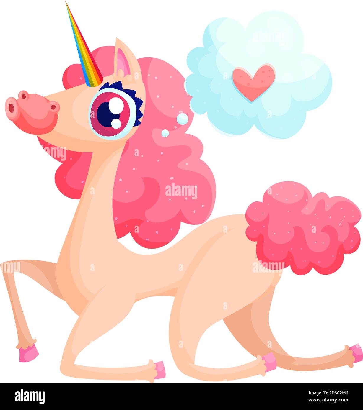 Nettes Einhorn in Liebe Cartoon Vektor Illustration Stock Vektor