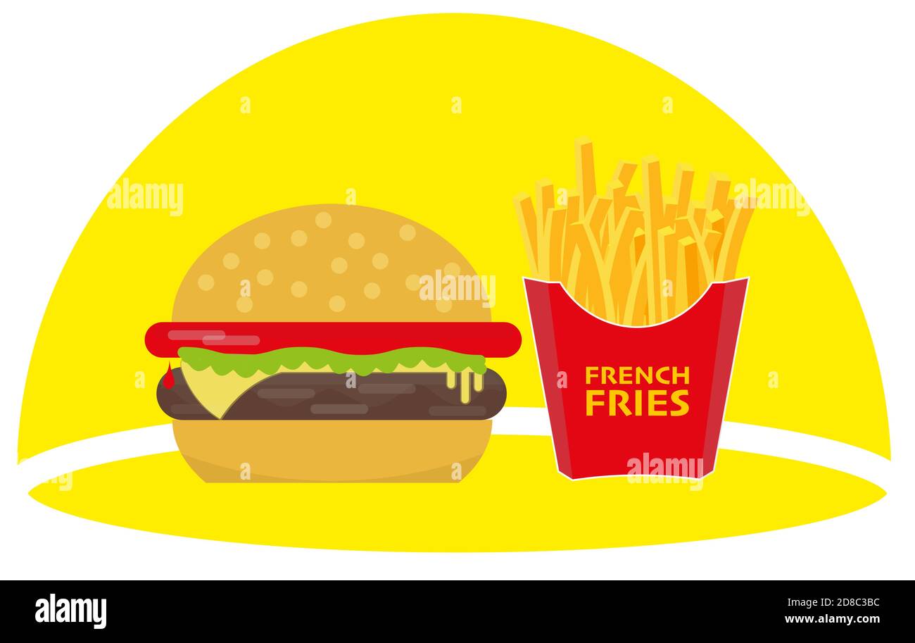 Vektor für Burger und Pommes-Frites-Mahlzeiten Abbildung Stock Vektor