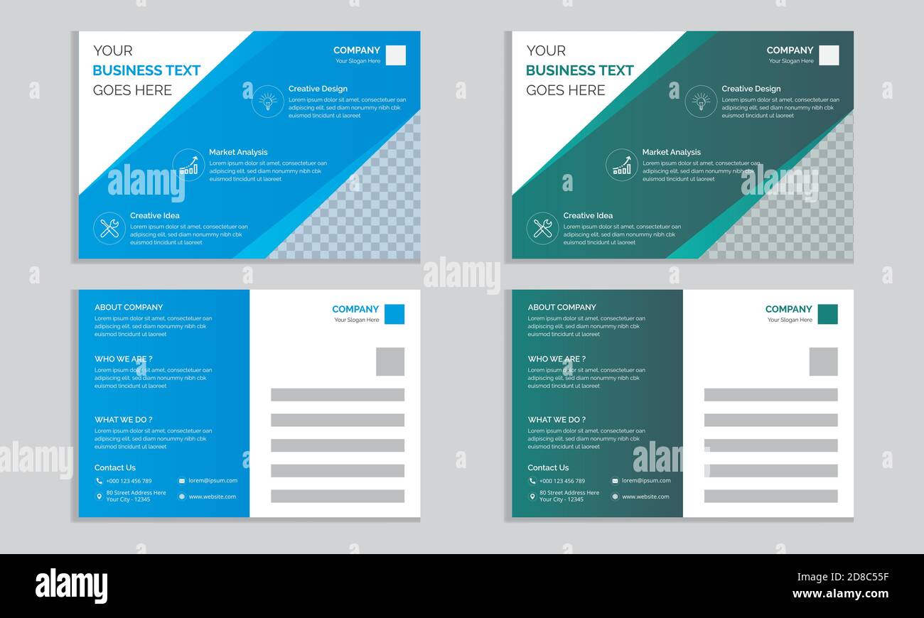 Postkarte Design Vektor-Vorlage, Set Template Design Für Social Media, Web Banner, Hintergrund, Präsentation, Broschüre Und Buch Cover Layout. Stock Vektor