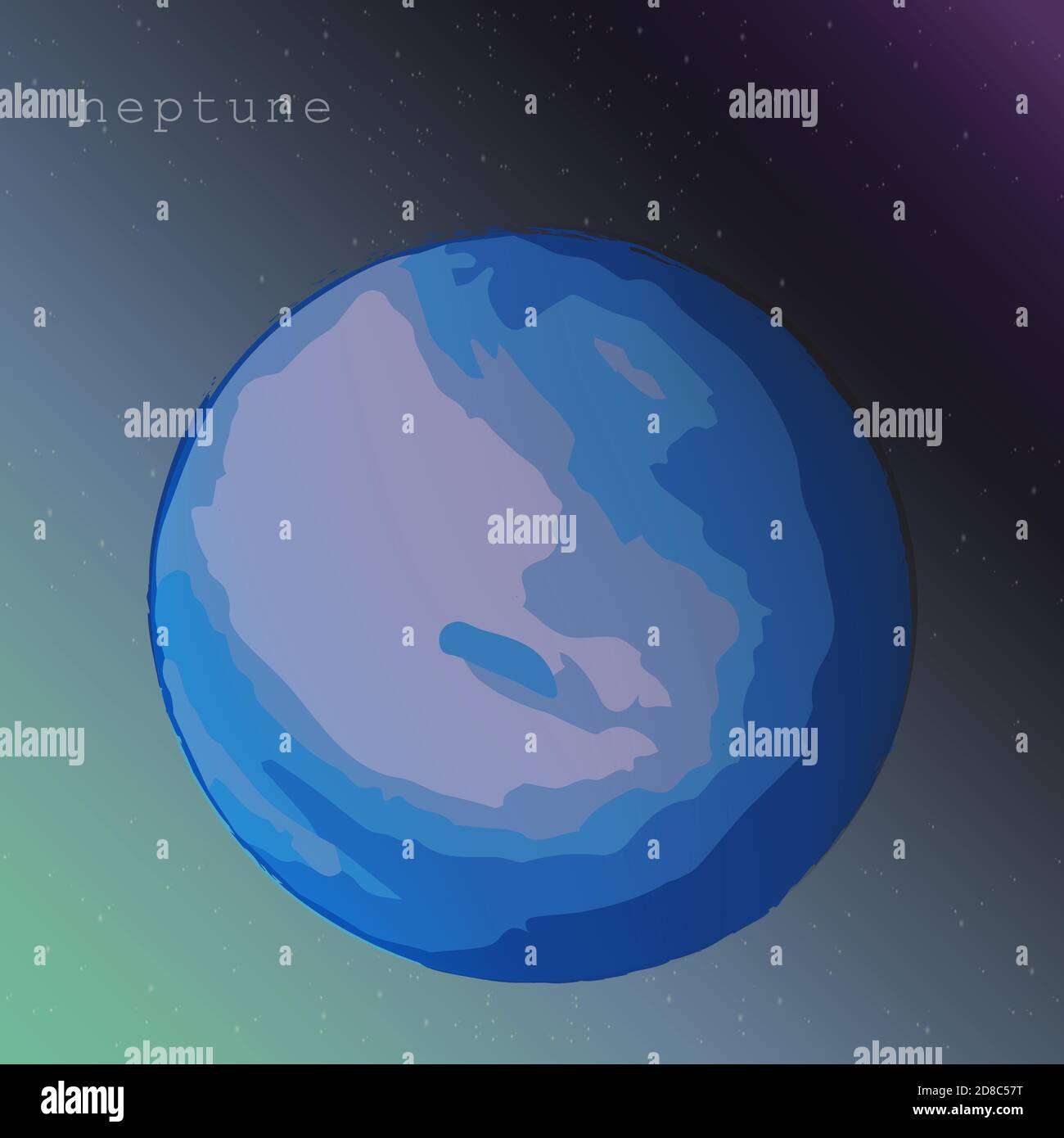 Neptun-Planet auf dem Hintergrund des dunklen Sternenhimmel kosmischen Himmel. vektor-Illustration für pädagogische Publikationen Postkarten Postkarten Schule Artikel. Illustration über Weltraumforschung Astronomie Astrologie Stock Vektor