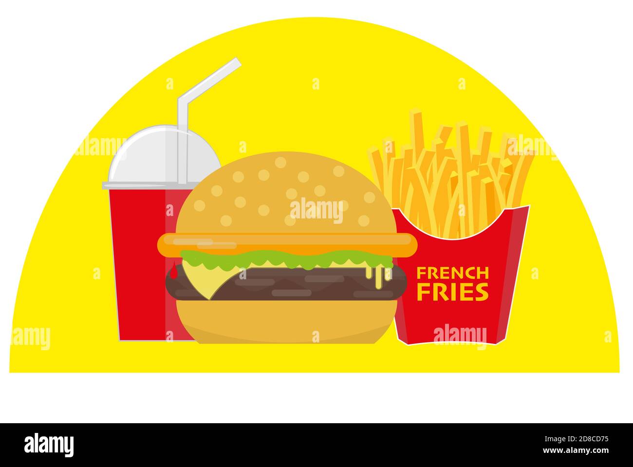 Vektor für Burger und Pommes-Frites-Mahlzeiten Abbildung Stock Vektor