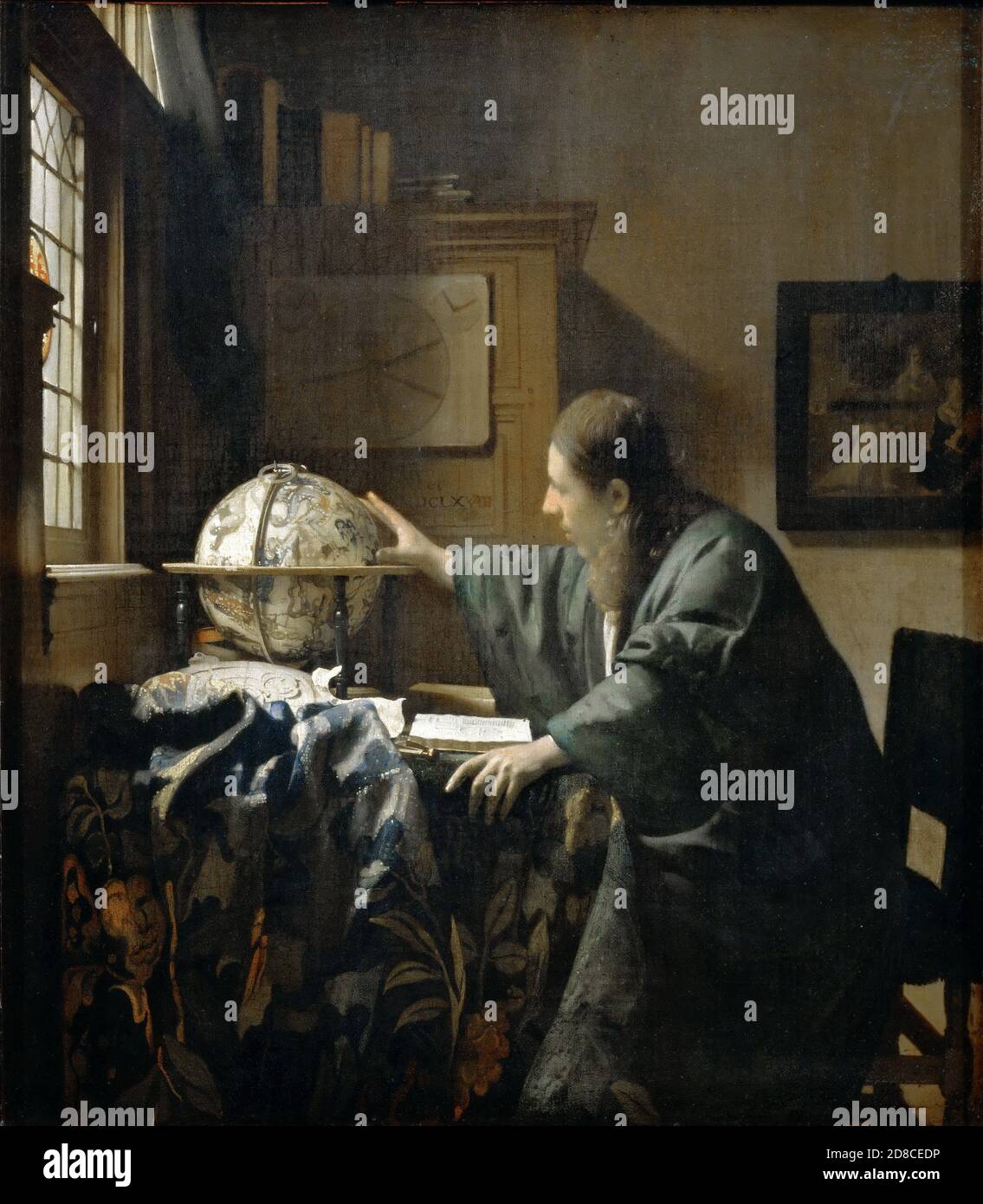 Titel: Der Astronom Ersteller: Johannes Vermeer Datum: 1668 Medium: Öl auf Leinwand Maße: 51.5 x 45.5 cm Ort: Louvre, Paris Stockfoto