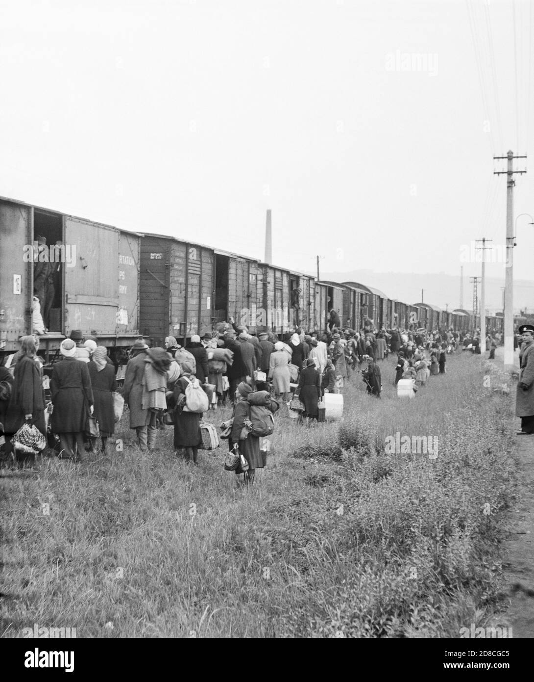 Tschechoslowakei, Modrany, 16. Mai 1946. Deutsche Bürger werden nach dem Zweiten Weltkrieg in die amerikanische Besatzungszone in Deutschland deportiert (CTK/Foto) Stockfoto