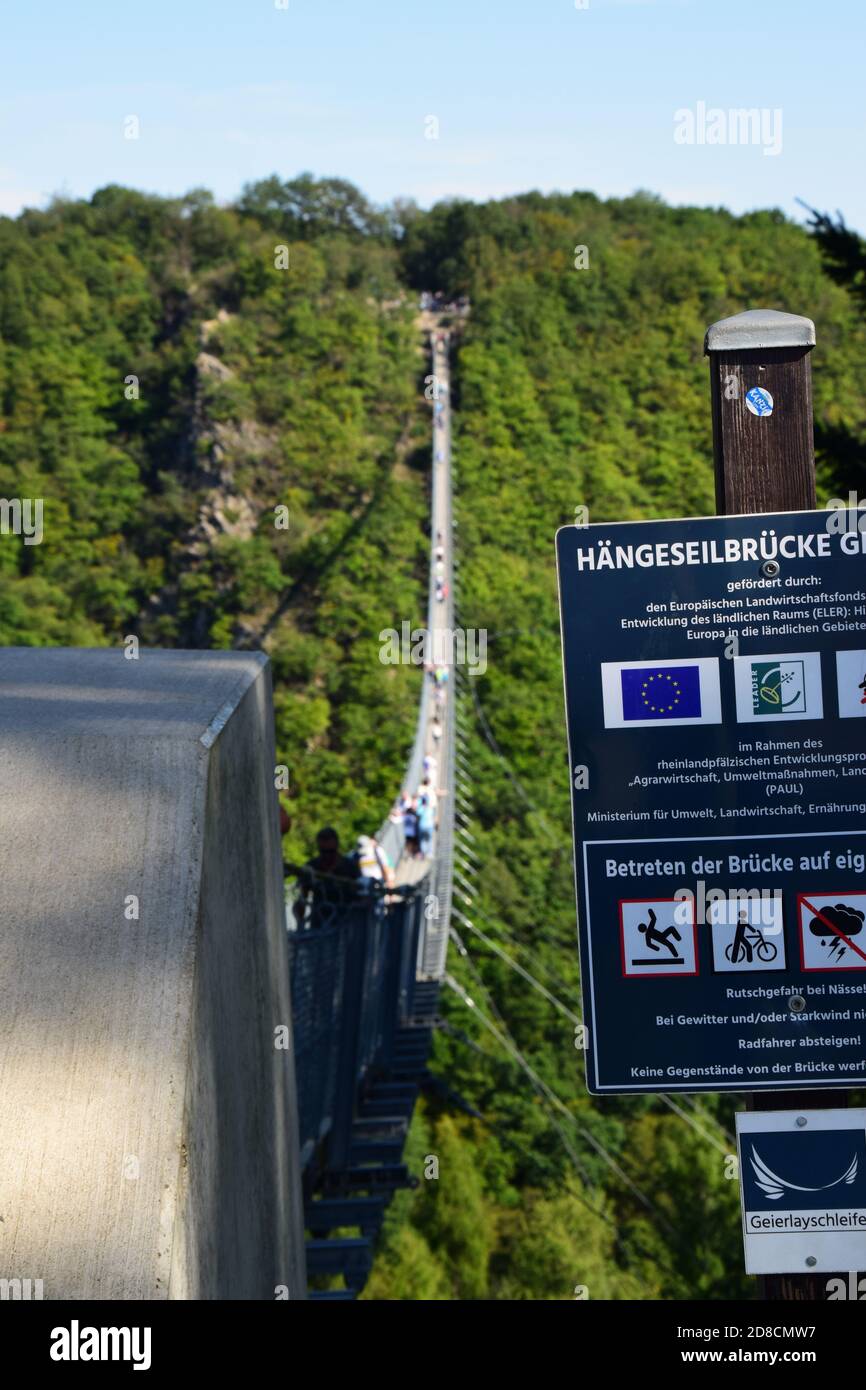 Geierlay - Hängebrücke in Westdeutschland Stockfoto