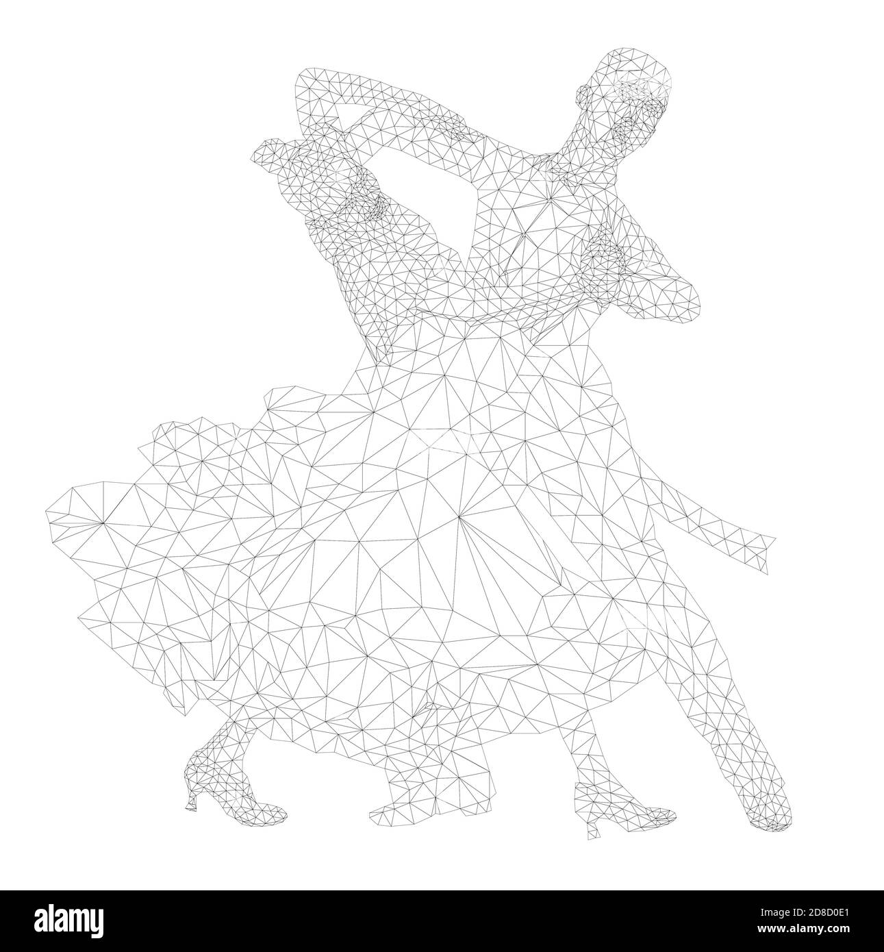 tanzende Paar Athlet in Polygon Drahtmodell Vektor Stockfoto