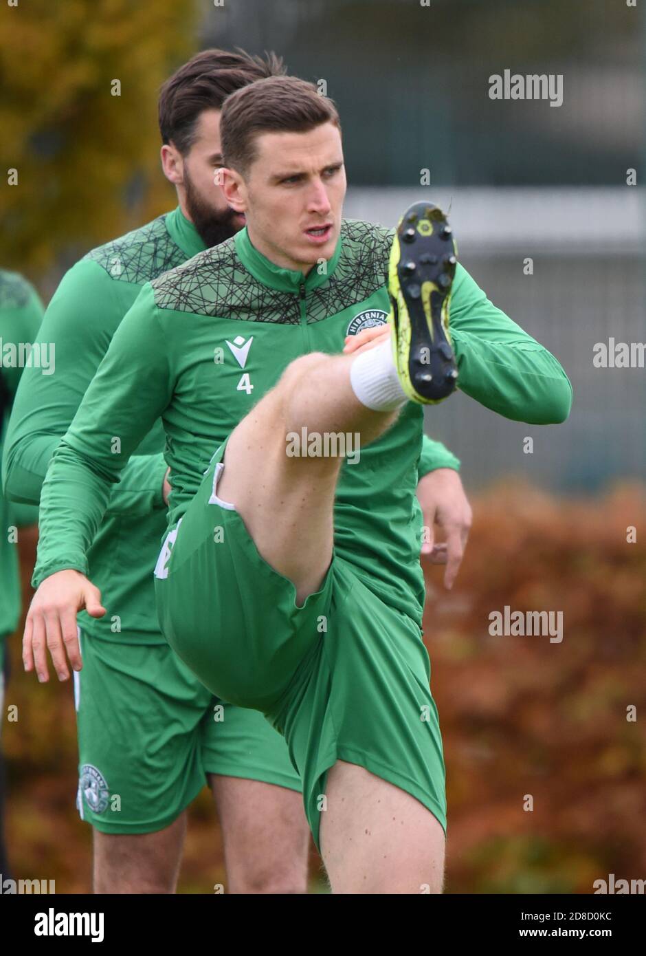 Tranent, Ormiston, East Lothian.Schottland. UK 29. Okt 20 Hibernian Paul Hanlon Trainingseinheit für Scottish Cup Halbfinale Spiel gegen Herzen . Kredit: eric mccowat/Alamy Live Nachrichten Stockfoto