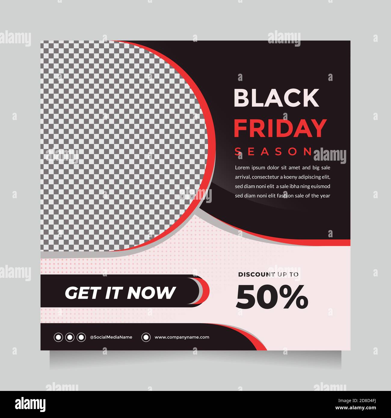 Black friday Saison Verkauf Social Media Post und Web-Banner-Vorlage für digitales Marketing. Trendy editierbare Vorlage für Promotion-Produkt Stock Vektor