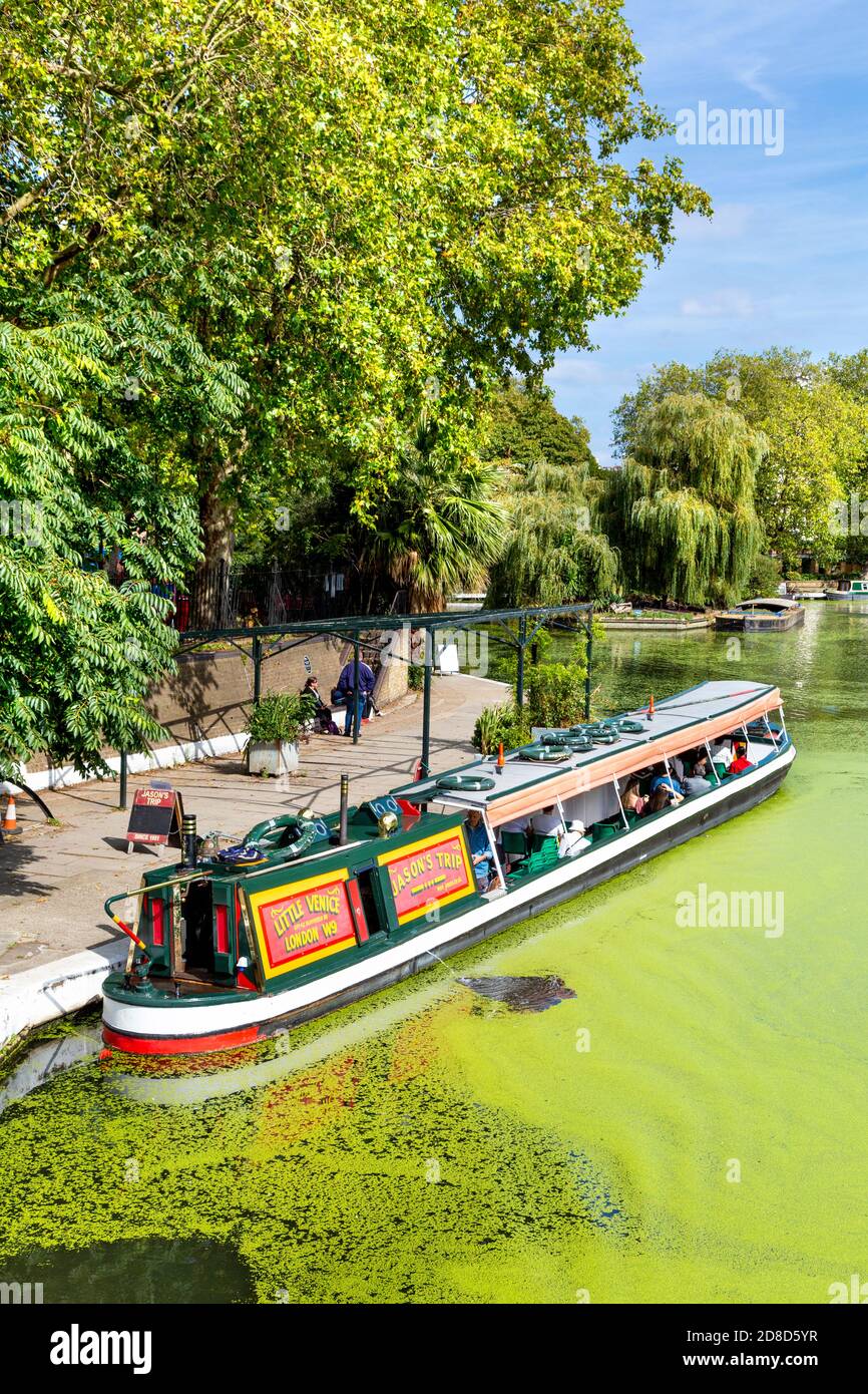 Jason's Trip Canal Tour Barge in Little Venice, Paddington, London, Großbritannien Stockfoto