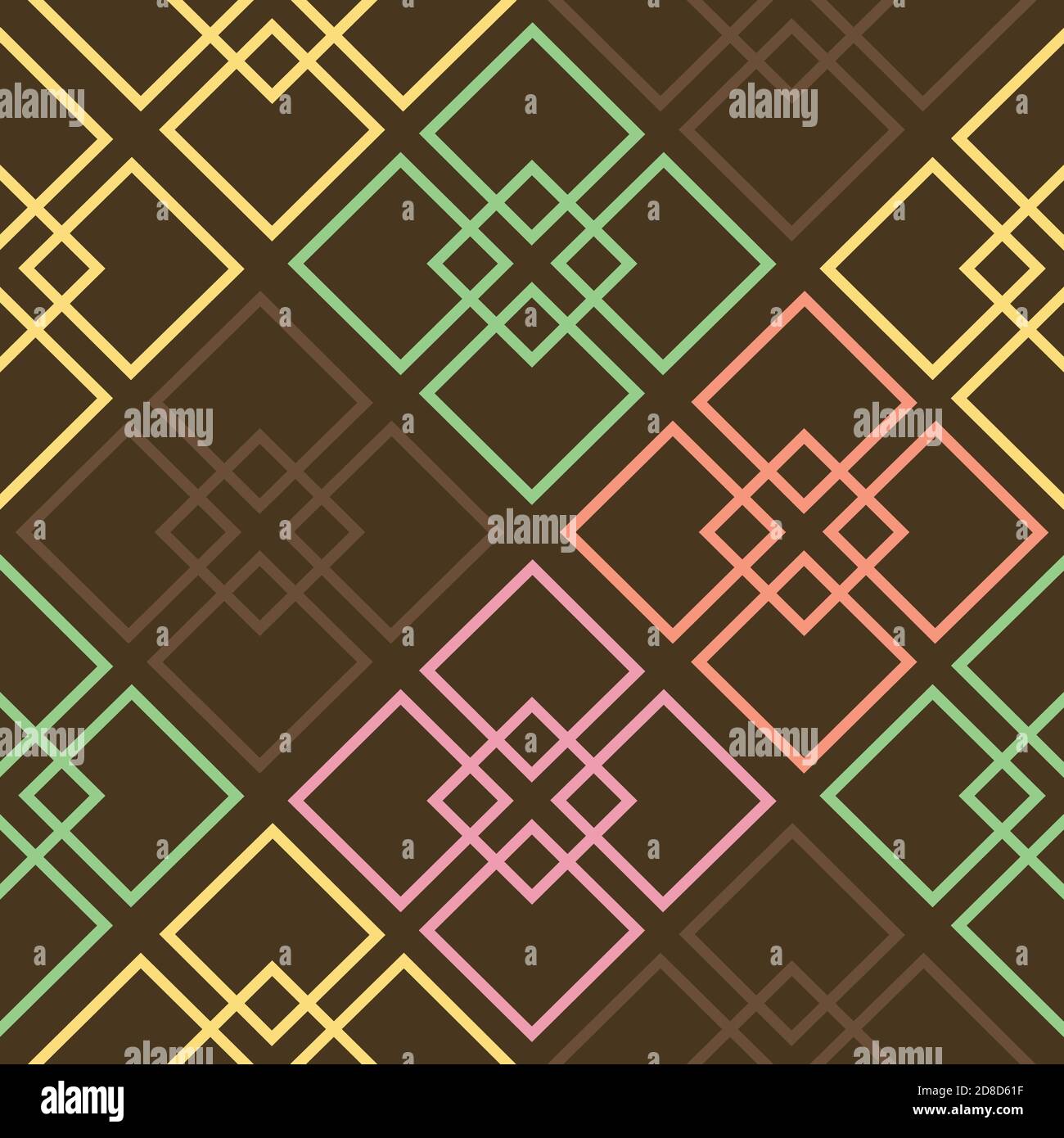 Einfaches geometrisches Muster mit bunten Quadraten. Nahtlose abstrakte Muster mit Formen. Vektorgrafik Stock Vektor